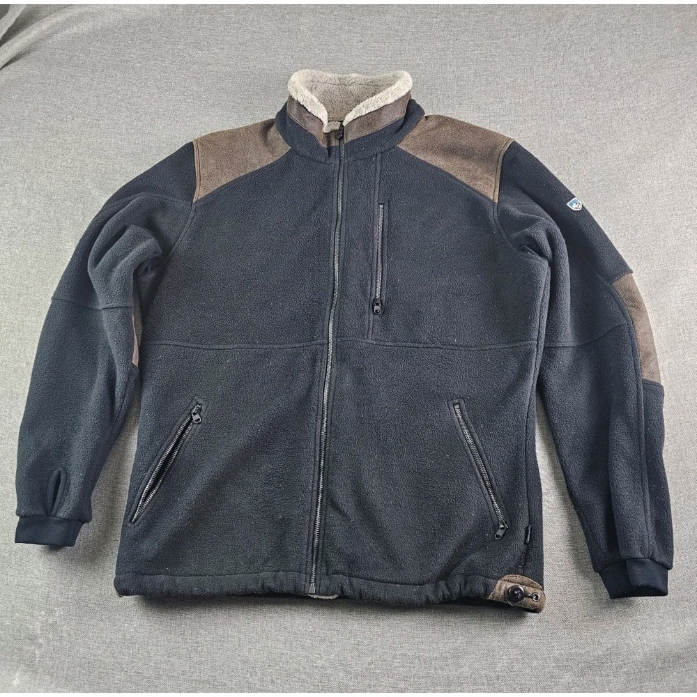 Kuhl Alpenwurxs Full Zip Fleece Jacket Mens Large Brown Pockets Logo